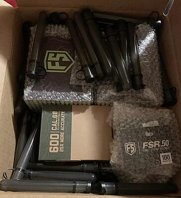 60 Tubes 
600 FS
100 .50 FS 
1200 Ultra-Sphere FS (talcum ball)
100 .50 Ultra-Sphere FS (mini talcums)